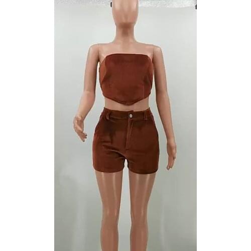 Dropshipping Women Outfit Two Piece Sport Ribbed Jogging Sets Clothing Women Tube Top Biker Sports 2 Piece Short Set Women