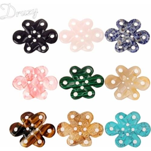 Druzy 3PCS Large 55*42 MM Assorted Semi-precious Stones Chinese Knot Chkra Charm Pendant Connector DIY Handmade Jewelry Findings