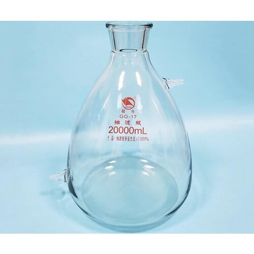 Filtering flask with upper and bottom side tube,Capacity 20000ml,Triangle flask with tubules,Filter Erlenmeyer bottle