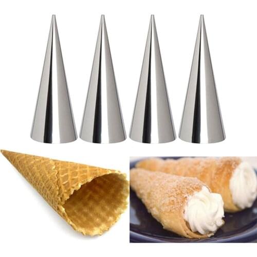 5PCS Horn Shape Ice Cream Crispy Mold Stainless Steel Large Screw Croissant Tool Baking Pastry Cones Shape Baking Decor Tools