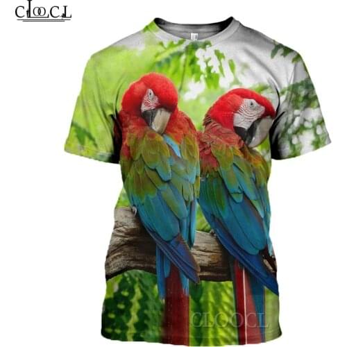HX Newest Unisex T-Shirt Men Streetwear Animal Parrot 3D Print Harajuku Short Sleeve Casual Pullover Drop Shipping