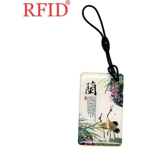ID 125khz EM4305 EM4205 Rewritable Writable Orchid Pattern Keyfob Keychain Tags RFID Waterproof Key Fobs Access Control Card 1