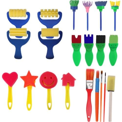 DIY Painting Tools Stamps Toys Flower Stamp Sponge Brush Set Art Supplies For Kids Paint Learning Coloring Tool