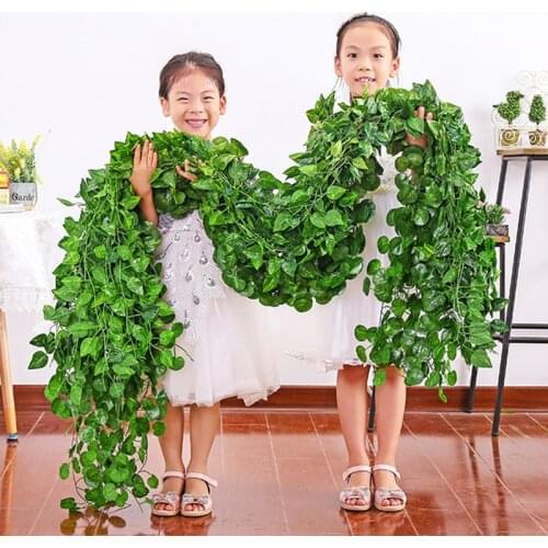 12Pcs 2.2m Aritficial Plant Hanging Bonsai Fake Plant DIY Ivy Leaves For Home Wedding Garden Party Decor Wall Hanging Decoration
