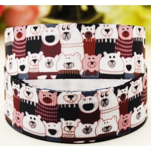 22mm 25mm 38mm 75mm Bears Cartoon printed Grosgrain Ribbon party decoration 10 Yards X-04500