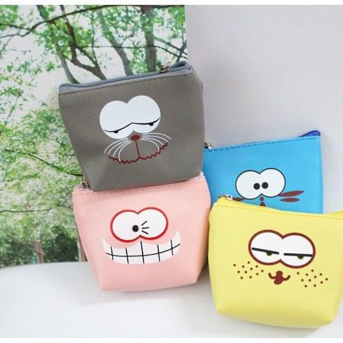 M280 Zero Purse For Women Bag Catoon A Weird Expression Coin Bag PU Waterproof Bag Girl Women Student Gift Wholesale