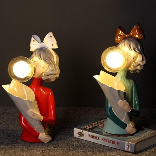 Nordic Style Creative Cute Girl Decoration Bedroom Bedside Table Lamp Living Room Romantic Plug-in LED Fairy Decorative Lamp