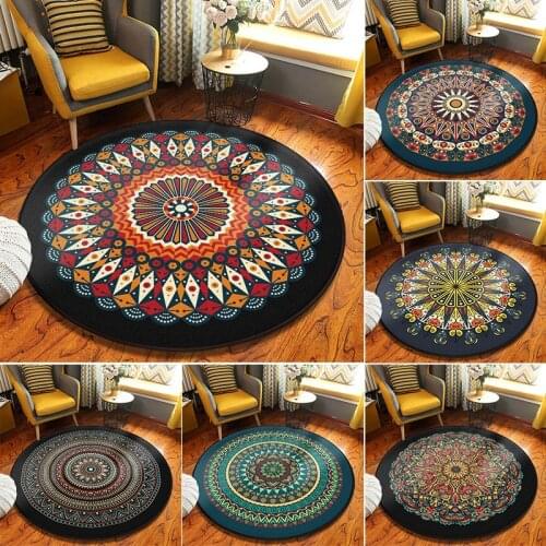 Bohemian Mandala Pattern Round Carpet Non Slip Bath Mat Soft thicken flannel Area Rug for Living Room Decor Computer Chair Rug