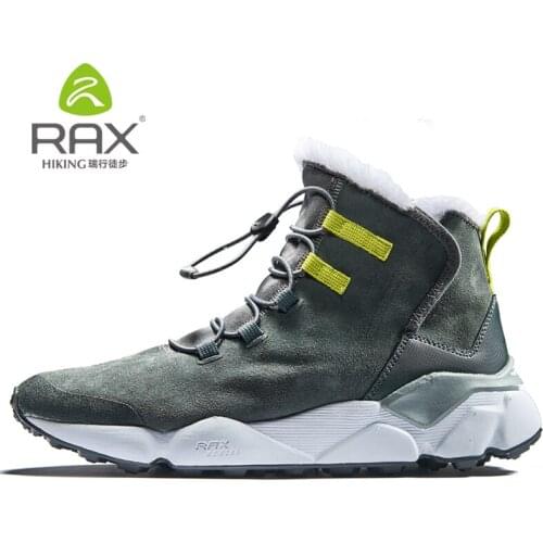 RAX New Winter Mens Boots Warm Wool Sneakers Outdoor Unisex Athletic Sport Shoes Comfortable Running Shoes Sale Size EU36-46
