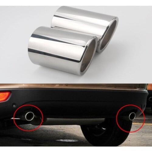 Chrome 2pcs Stainless Steel Exhaust Muffler Tips Cover Car Tail Pipe Fit For Volvo XC60 S60 V60 2011 2012 2013 Car Styling
