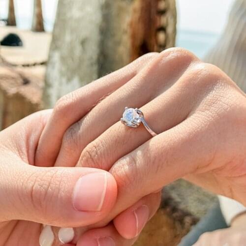 AINUOSHI Real 0.5/1/2/3ct D Color Moissanite Wedding Rings For Women Top Quality White Gold Color S925 Sterling Silver Jewelry