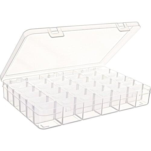 36 Grids Transparent Plastic Organizer Box Storage Case with Adjustable Dividers for Jewelry Craft Tackles and Multi use