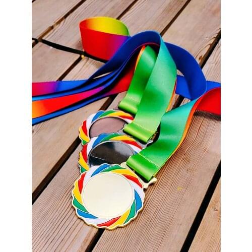 Blank Medals Ear of Color Sun Medal with Color Ribbon70mm Gold Silver Copper Color Medal