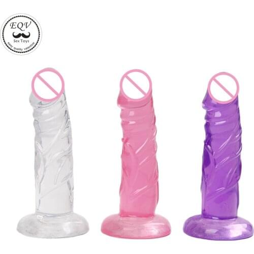 Realistic Dildo Suction Cup Penis Anal Masturbator, Small Dildo Crystal Jelly Dick Thrusting Dildio Phalos Sex Toys For Woman
