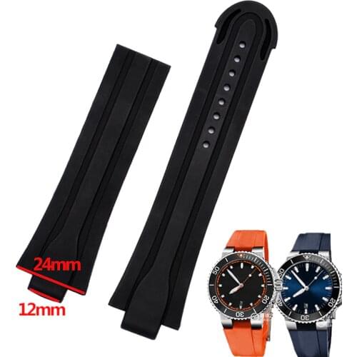 Shengmeirui Convex interface diving silicone rubber strap FOR ORIS AQUIS series 0173/7730/7740 mens sports watch belt