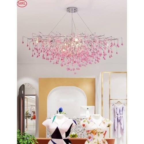 MRL Pink&Blue Crystal Chandelier Bedroom Girl And Boy Room Children 's Room French Entry Lux Princess And Prince Crystal Lamp