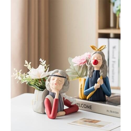 Nordic bubble blowing girl vase modern creative living room dining tabletop decor floral decor pen holder makeup stand CL72002