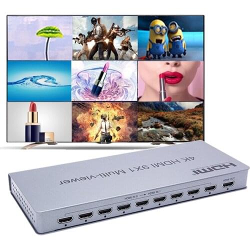 SZBITC 4K HDMI 9x1 Multi viewer HDMI Splitter 9 in 1 out 1080P 3D with Seamless Switching RS232 IR Remote Control