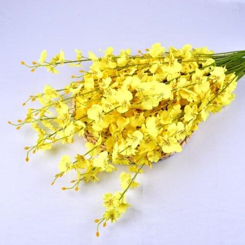 Dancing Orchid Yellow Head Artificial Flower Fake Flower Home Wedding Hotel Decoration Butterfly Orchid Bouquet