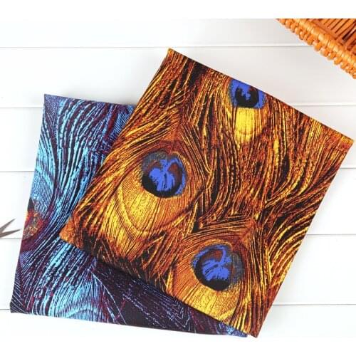 50x150cm Peacock Feather Print Fabric Ethnic Style Cotton Retro Bohemia Fabric DIY Handmade Sewing Patchwork For Dress Bag