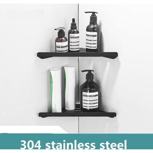 Bathroom Rack Wall Hanging Free Punching CornerRack Storage Rack 304 Stainless Steel Triangle Drawing Rack