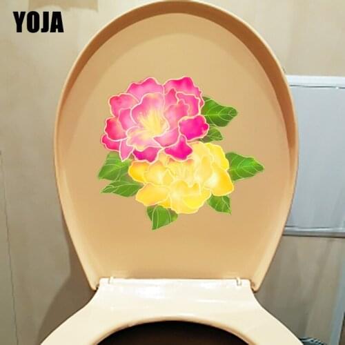 YOJA 23.5*21.8CM Red Yellow Peony Flower Creative Home Decor Living Room Wall Decal Toilet Sticker T1-0627