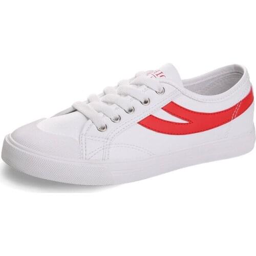 2019 Spring New Woman Sneaker Shoes Flat White Board Shoes Female Breathable Shoes Leather Student Casual Shoes