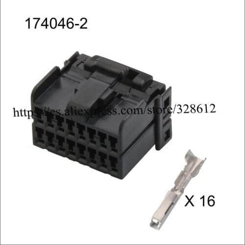 100SET connector male wire connector female cable connector automotive 16 Pin connector terminal block Plug 174046-2