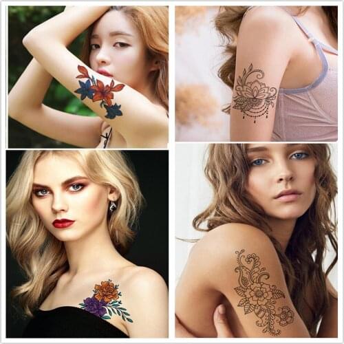 12 Pcs Waterproof Temporary Tattoos Sexy Flower Rose Body Art Arm Fake Tattoo Sticker