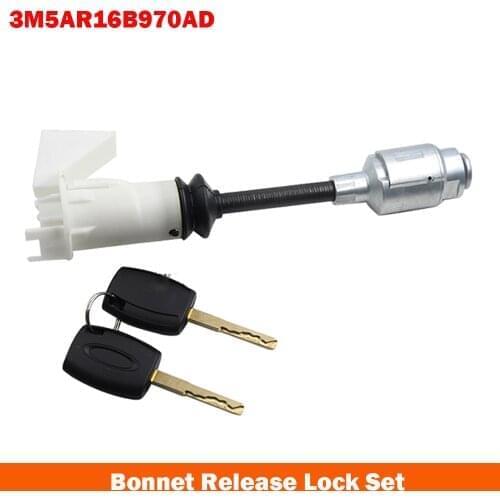 3M5AR16B970AD 4556337 Short Type Rod Bonnet Release Lock Latch Repair Kit Key Set For Ford- Focus C-MAX 2003-2007 MK2 2004-2012