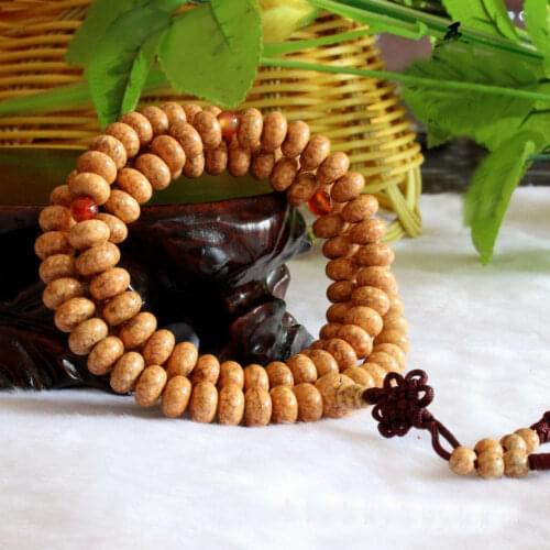 6x9mm Tibetan Buddhism 108 Blood Streak Dragon Bodhi Seeds Prayer Mala Necklace