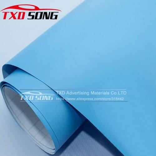 7 Sizes Premium Light blue Matt Vinyl With air free bubbles Matt vinyl wrap film for car decoration matt vinyl film