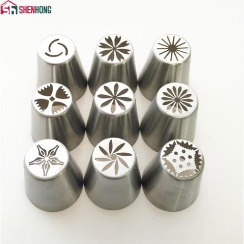 9PCS/Set Russian Piping Tips Stainless Steel Icing Tulip Cake Nozzles Cupcake Decorating