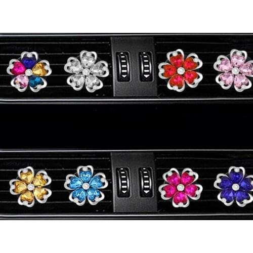 Car Air Freshener Conditioning Vent Perfume Clip Rhinestone Diamond Crystal Flower Freshener Diffuser Car Interior Decoration