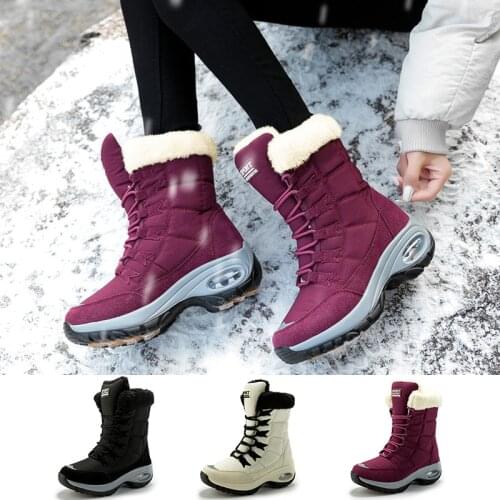 New Women Winter Boots Warm Keep Mid-Calf Snow Shoes Lace Up Outside Footwear Short Boots Woman Platform Shoes Bottine Femme