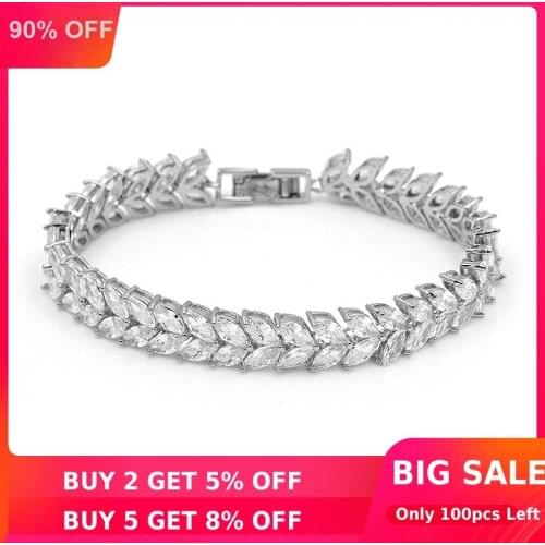 Flower Shape Diamond Bracelet Bangle 14K White Gold Filled Engagement Wedding Bracelets For Women Bridal Party Jewelry Gift