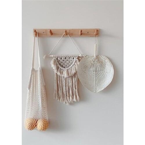 Wood Wall Hooks Clothes Hat Hanging Hook Crochet Nordic Wooden Cloth Holder Organizer Hangers Decor for Home Hotel Dorm Room