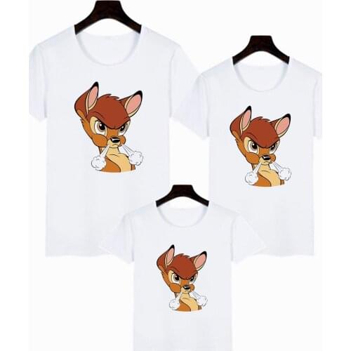 Disney Bambi Deer Children Tshirt Daddy Son T Shirt Mommy Daddy and Baby Kids Family Matching Clothes Outfit