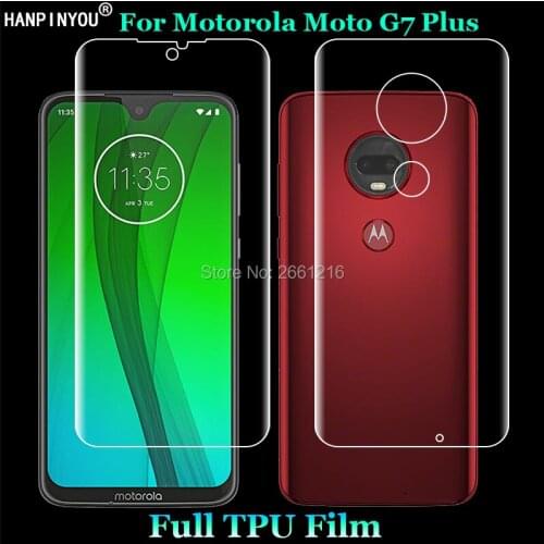 For Motorola Moto G7 Plus XT1965 2 Pcs = Front + Back Slim Full Cover Soft TPU Film Explosion-proof Screen Protector (Not Glass)