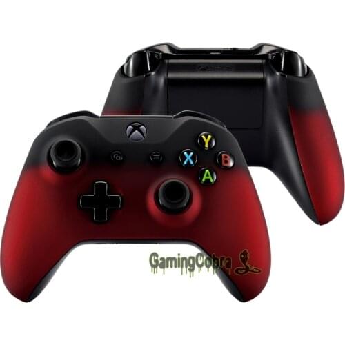 EXtremeRate Front Shell Faceplates Side Rails for Xbox One X & One S Controller Shadow Red