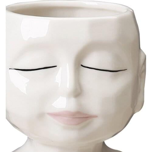 Face Plant Flower Pot Planter, Head Ceramic Portrait Succulent Bonsai Pot