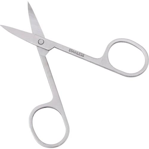 Brainbow 1pc Stainless Steel Makeup Scissor Eyebrow Eyelashes Nose Hair Trim Scissor Sharp Ponit Curve Tip Small Eyebrow Scissor