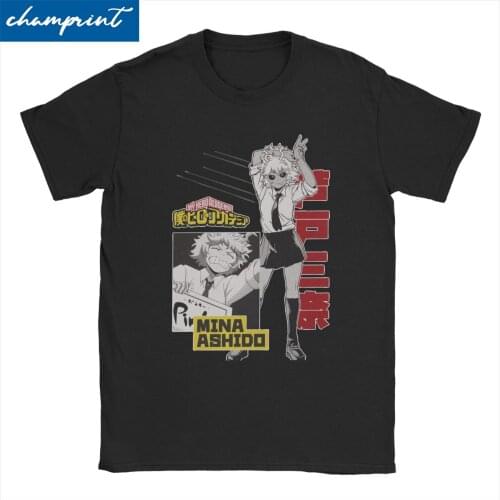 Creative Mina Ashido Hero Style T-Shirts for Men Women Cotton T Shirts Boku No My Hero Academia Manga Tees Gift Idea Tops