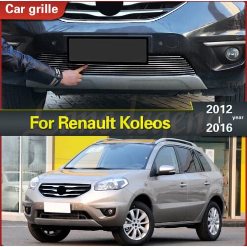 For Renault Koleos 2012 - 2016 Car Body Cover Stainless Steel Trim Front Up Grid Grill Grille Around Frame Lamp Parts Body kit