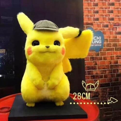 28CM Detective Pikachu Plush Toy Dolls Movie Anime Stuffed Cartoon Kawaii Anniversaire Pokemon Animal Dolls Girl Gift Kids Toys