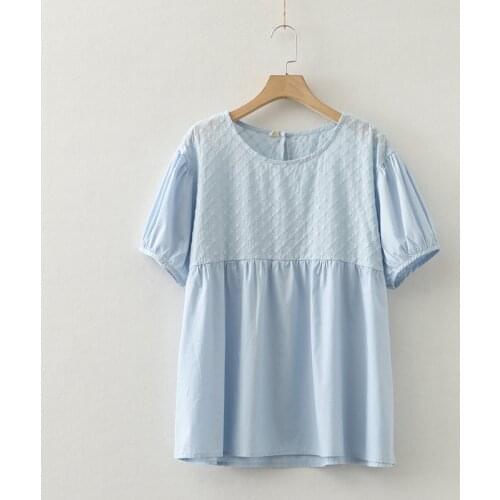 Lamtrip Unique Retro Floral Embroidery Short Sleeve Cotton Doll Shirt Blouse 2021 Summer Mori Girl