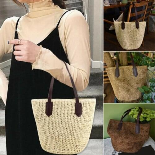 Summer Women Bags Retro Wicker Handbag Totes Straw Bag Rattan Basket Beach Bag /BY