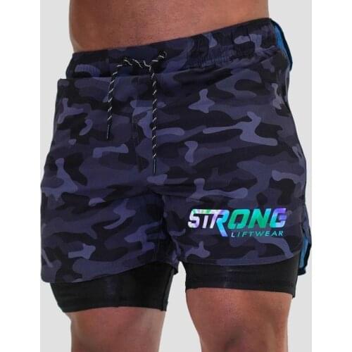 Men 2 In 1 Sports Jogging Fitness Shorts 2021summer Running Shorts Training Quick Dry Short Mens Gym Jogging Sport Short Pants