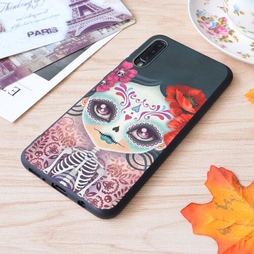Amelia Calavera Sugar Skull Print Soft Silicone Matt Case For Samsung Galaxy S Note and Galaxy A