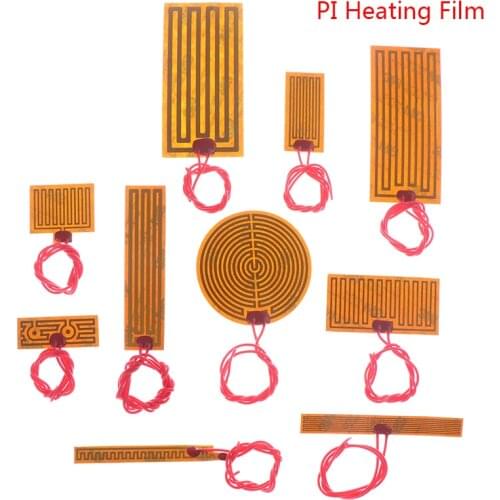 5/12/24V PI Heating Film Plate Polyimide Electric Heated Panel Pad Mat Adhesive